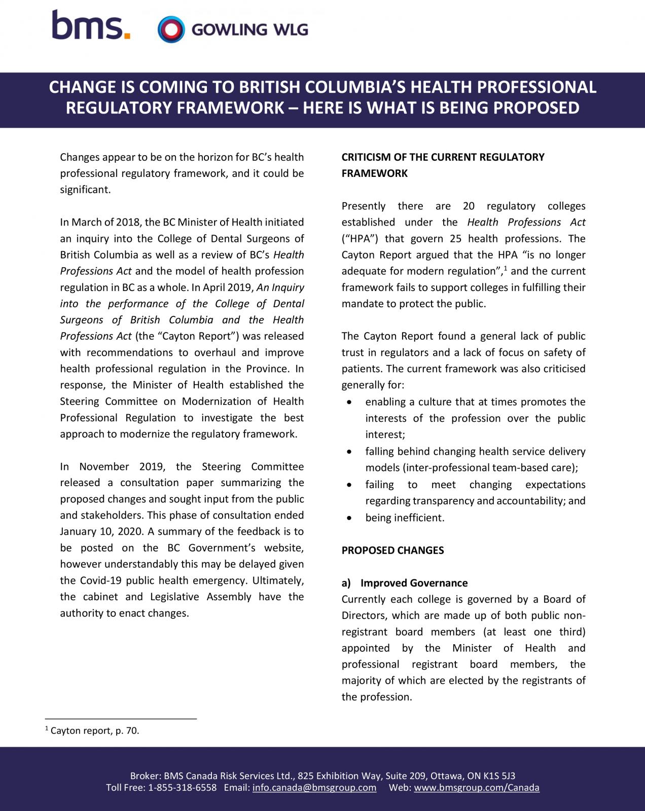 BC's Proposal to Modernize Regulated Health Professions