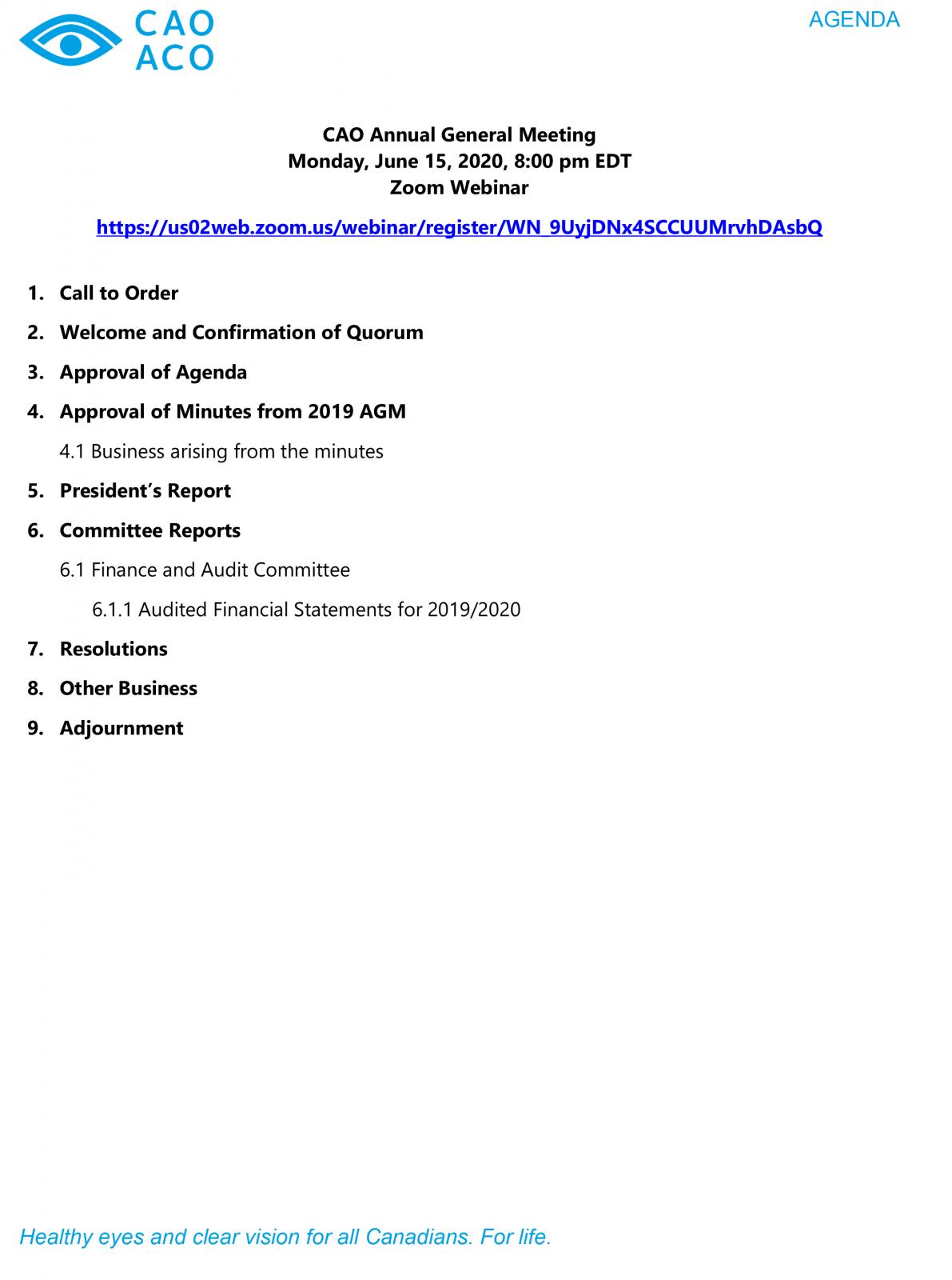 CAO AGM Agenda June 15 2020