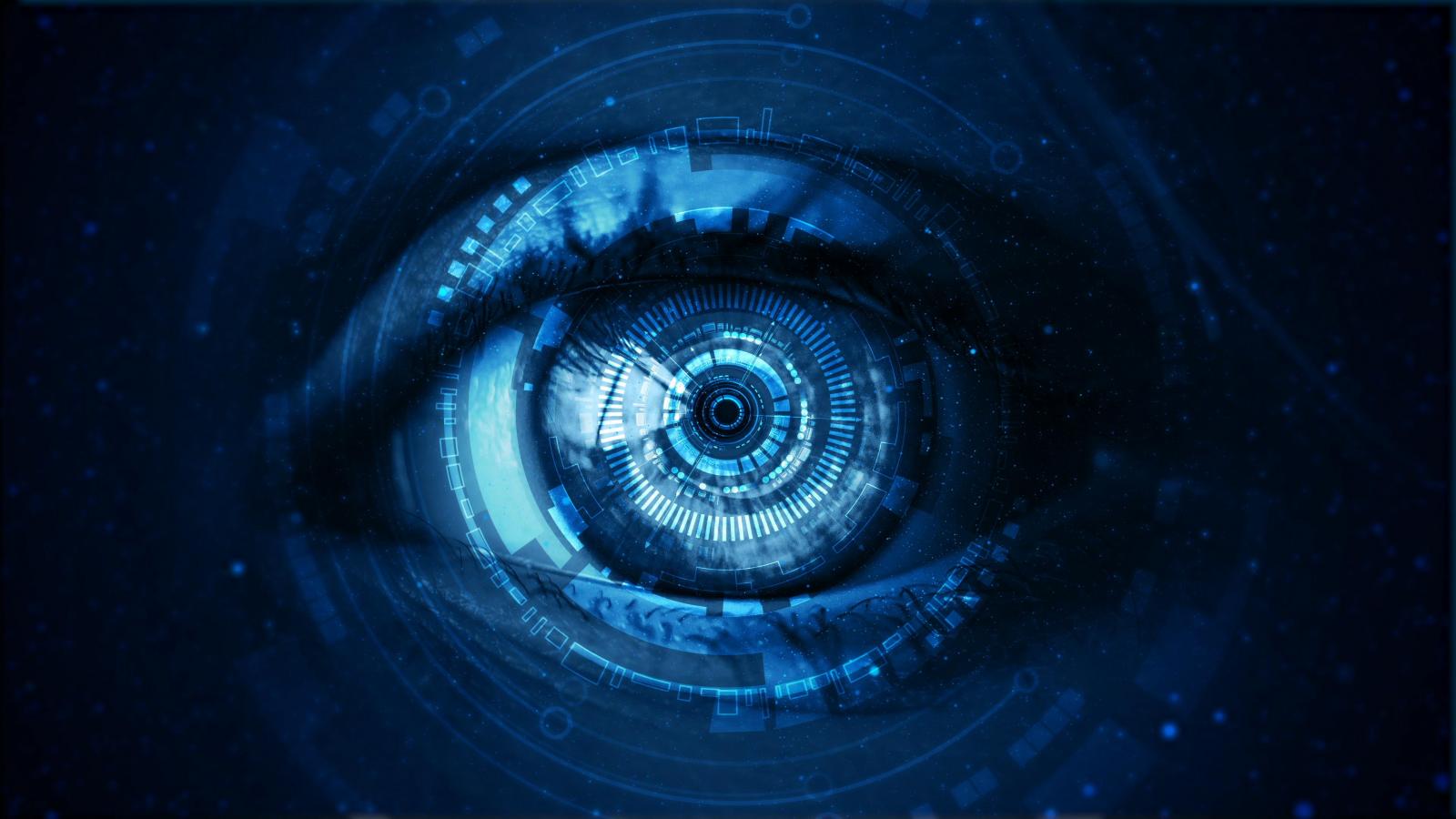 Blue eye with black background