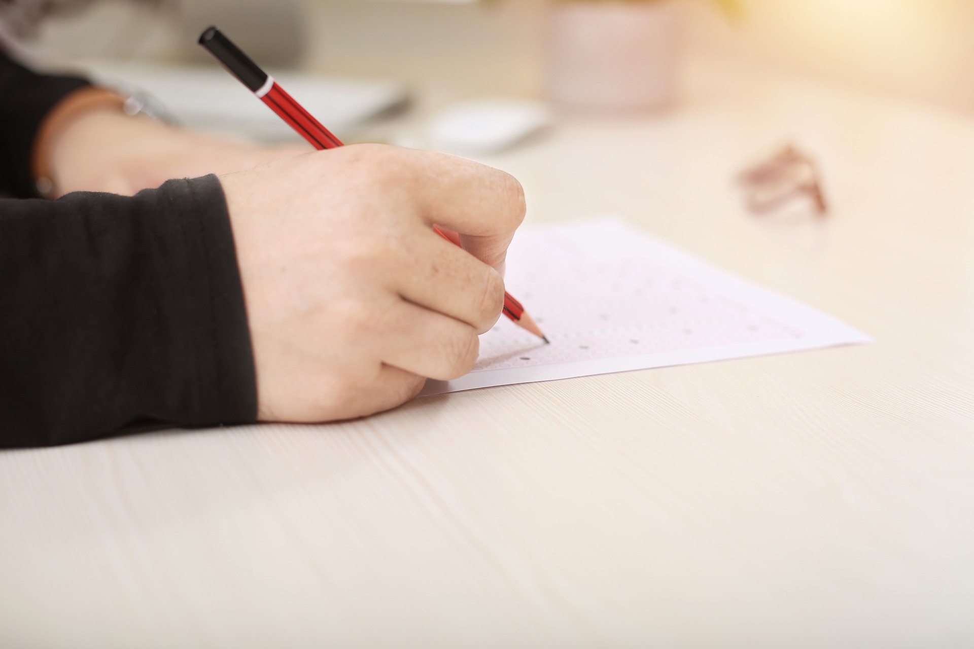 Student taking exam