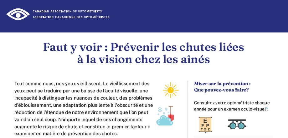 Image de l'infographie : Prévenir les chutes liées à la vue chez les personnes âgées