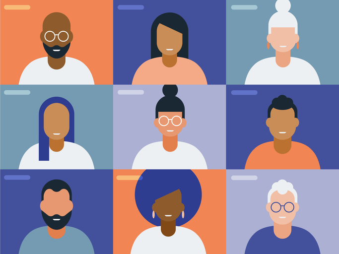 Illustration of faces on video conference call screen