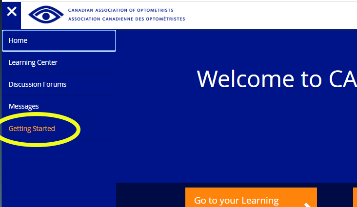 Preview of the getting started tab
