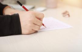 Student taking exam