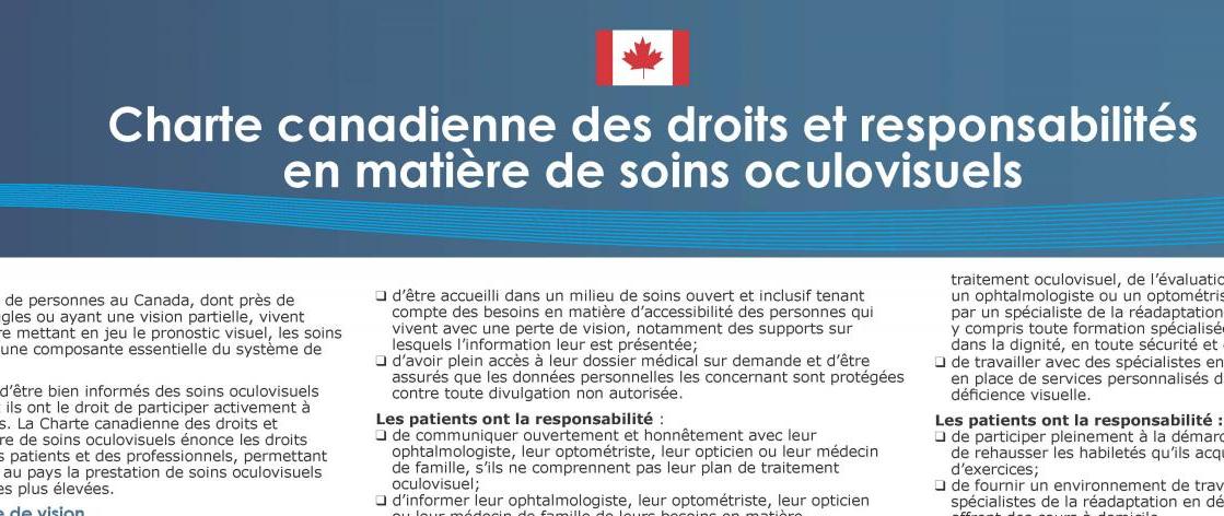 Charte canadienne des droits et responsabilités en matière de soins oculovisuels